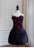 Niulatu Ball Gown Spaghetti Straps Little Black Dress Formal Homecoming Dresses Middle School Short 21st Birthday Outfits Graduation Dress Mini Cocktail Dresses HZ1214