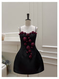 Niulatu Ball Gown Spaghetti Straps Black Short Formal Homecoming Dresses Middle School Short 21st Birthday Outfits Graduation Dress Mini Cocktail Dresses HZ1214