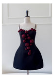 Niulatu Ball Gown Spaghetti Straps Black Short Formal Homecoming Dresses Middle School Short 21st Birthday Outfits Graduation Dress Mini Cocktail Dresses HZ1214