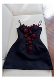 Niulatu Ball Gown Spaghetti Straps Black Short Formal Homecoming Dresses Middle School Short 21st Birthday Outfits Graduation Dress Mini Cocktail Dresses HZ1214