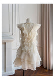 Niulatu A line V Neck Ivory Chiffon Short Formal Homecoming Dresses Middle School Short 21st Birthday Outfits Graduation Dress Mini Cocktail Dresses HZ1214