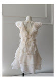 Niulatu A line V Neck Ivory Chiffon Short Formal Homecoming Dresses Middle School Short 21st Birthday Outfits Graduation Dress Mini Cocktail Dresses HZ1214