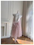 Niulatu A Line High Neck Pink Lace Formal Homecoming Dresses Middle School Short 21st Birthday Outfits Graduation Dress Mini Cocktail Dresses HZ1214