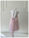 Niulatu A Line High Neck Pink Lace Formal Homecoming Dresses Middle School Short 21st Birthday Outfits Graduation Dress Mini Cocktail Dresses HZ1214