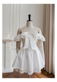 Niulatu A line Off The Shoulder White Short Formal Homecoming Dresses Middle School Short 21st Birthday Outfits Graduation Dress Mini Cocktail Dresses HZ1214