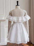 Niulatu A line Off The Shoulder White Short Formal Homecoming Dresses Middle School Short 21st Birthday Outfits Graduation Dress Mini Cocktail Dresses HZ1214