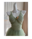 Niulatu A Line Sage Green Tulle Formal Homecoming Dresses Middle School Short 21st Birthday Outfits Graduation Dress Mini Cocktail Dresses HZ1214
