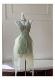 Niulatu A Line Sage Green Tulle Formal Homecoming Dresses Middle School Short 21st Birthday Outfits Graduation Dress Mini Cocktail Dresses HZ1214