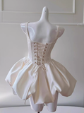 Niulatu Ball Gown Square Neck White Mini Formal 8th Grade Homecoming Dresses Summer Middle School Hoco Dress Homecoming Outfits HZ1214