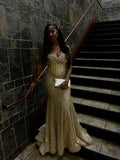 Sparkly Mermaid Sweetheart Gold Sequin Long Evening Party Gowns Evening Dress Special Formal Dresses Prom Dress HZ1121