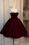 Cute Ball Gown Spaghetti Straps Wine Red Short Formal 8th Grade Homecoming Dresses Summer Middle School Hoco Dress Homecoming Outfits HZ1214