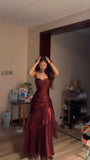 Elegant Mermaid Spaghetti Straps Blue Satin Long Prom Dresses Party Dress 21st Birthday Outfits Graduation Dresses HZ1121