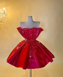 Trendy Ball Gown Strapless Red Mini Short Formal 8th Grade Homecoming Dresses Summer Middle School Hoco Dress Homecoming Outfits HZ1214