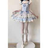 Niulatu Ball Gown Square Neck Blue Lace Summer 16th Birthday Dress Lolita Dress Mini 18th Birthday Outfits Short Lolita Outfit HZ1214