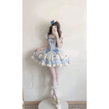 Niulatu Ball Gown Square Neck Blue Lace Summer 16th Birthday Dress Lolita Dress Mini 18th Birthday Outfits Short Lolita Outfit HZ1214
