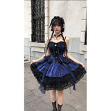 Niulatu Ball Gown Spaghetti Straps Royal Blue Lace Summer 16th Birthday Dress Lolita Dress Mini 18th Birthday Outfits Short Lolita Outfit HZ1214