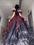 Niulatu Ball Gown Off The Shoulder Half Sleeves 21st Birthday Dress Lolita Dress Burgundy Birthday Outfits HZ1214