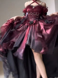 Niulatu Ball Gown Off The Shoulder Half Sleeves 21st Birthday Dress Lolita Dress Burgundy Birthday Outfits HZ1214