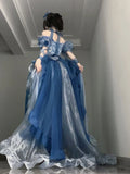 Niulatu Ball Gown Off The Shoulder Half Sleeves 21st Birthday Dress Lolita Dress Blue 20th Birthday Outfits HZ1214