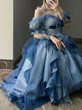 Niulatu Ball Gown Off The Shoulder Half Sleeves 21st Birthday Dress Lolita Dress Blue 20th Birthday Outfits HZ1214