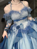 Niulatu Ball Gown Off The Shoulder Half Sleeves 21st Birthday Dress Lolita Dress Blue 20th Birthday Outfits HZ1214