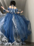 Niulatu Ball Gown Off The Shoulder Half Sleeves 21st Birthday Dress Lolita Dress Blue 20th Birthday Outfits HZ1214