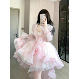 Niulatu Ball Gown Spaghetti Straps Pink Mini Summer 16th Birthday Dress Lolita Dress Mini 18th Birthday Outfits Short Lolita Outfit HZ1214