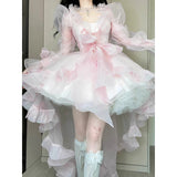 Niulatu Ball Gown Spaghetti Straps Pink Mini Summer 16th Birthday Dress Lolita Dress Mini 18th Birthday Outfits Short Lolita Outfit HZ1214