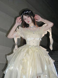 Niulatu Ball Gown Off The Shoulder Half Sleeves 21st Birthday Dress Lolita Dress Ivory Long Birthday Outfits HZ1214