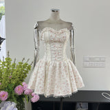 Modest A line Sweetheart Floral Blue Short Formal Homecoming Dress Middle School Short 18th Birthday Outfits Graduation Dress Cocktail Dresses HZ1121