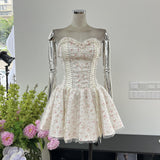 Modest A line Sweetheart Floral Blue Short Formal Homecoming Dress Middle School Short 18th Birthday Outfits Graduation Dress Cocktail Dresses HZ1121