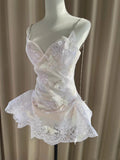 Pretty A line Spaghetti Straps White Lace Formal Homecoming Dresses Short 16th Birthday Outfits Graduation Dress Mini Cocktail Dresses HZ1121