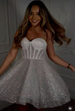 Cute A line Spaghetti Straps Sequin Formal 8th Grade Homecoming Dresses Short Summer Middle School Hoco Dress Tight Homecoming Outfits HZ1214