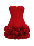 Sexy Sheath Strapless Red Satin Formal Homecoming Dresses 18th Birthday Outfits Graduation Dress Short Mini Hoco Dresses HZ1121