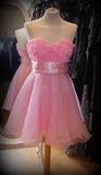 Modest A Line Sweetheart Light Pink Tulle Floral Formal Homecoming Dresses 8th Grad Dance Graduation Dress Short Hoco Dresses HZ1121