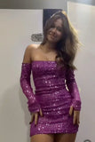 Trendy Sheath Strapless Grape Sequin Mini Short Formal 8th Grade Homecoming Dresses Summer Middle School Hoco Dress Homecoming Outfits HZ1214