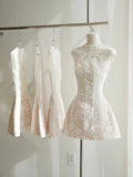 Simple A line Scoop Lace Short White Mini Formal 8th Grade Homecoming Dresses Middle School Cocktail Dress Hoco Outfits HZ1121
