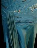 Vintage A Line Spaghetti Straps Blue Sleeveless Chiffon Long Prom Dresses Party Dress 18th Birthday Outfits Graduation Dresses HZ1121