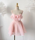 Trendy A Line Spaghetti Straps Blush Pink Mini Short Formal 8th Grade Homecoming Dresses Summer Middle School Hoco Dress Homecoming Outfits HZ1214