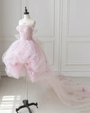 Pretty Ball Gown Off The Shoulder Light Pink Tulle Short Formal 8th Grade Homecoming Dresses Summer Middle School Hoco Dress 6th Grade Graduation Outfits HZ1214