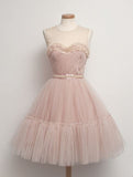 Pretty Ball Gown Scoop Light Pink Short Formal 8th Grade Homecoming Dresses Summer Middle School Hoco Dress 6th Grade Graduation Outfits HZ1214