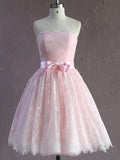 Pretty Ball Gown Strapless Tulle Pink Formal 8th Grade Homecoming Dresses Summer Middle School Hoco Dress 6th Grade Graduation Outfits HZ1214