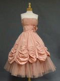 Pretty Ball Gown Strapless Blush Pink Tulle Formal 8th Grade Homecoming Dresses Summer Middle School Hoco Dress 6th Grade Graduation Outfits HZ1214