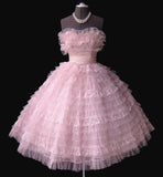 Pretty Ball Gown Strapless Pink Tulle Lace Formal 8th Grade Homecoming Dresses Summer Middle School Hoco Dress 6th Grade Graduation Outfits HZ1214
