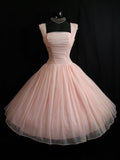 Pretty Ball Gown Square Neck Blush Pink Tulle Formal 8th Grade Homecoming Dresses Summer Middle School Hoco Dress 6th Grade Graduation Outfits HZ1214