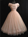 Vintage Ball Gown Scoop Blush Pink Formal 8th Grade Homecoming Dresses Summer Middle School Hoco Dress 6th Grade Graduation Outfits HZ1214