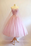 Vintage Ball Gown Sweetheart Tulle Pink Formal 8th Grade Homecoming Dresses Summer Middle School Hoco Dress 6th Grade Graduation Outfits HZ1214
