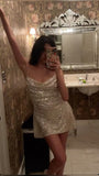 Pretty A line Spaghetti Straps Sequin Short Formal 8th Grade Homecoming Dresses Summer Middle School Hoco Dress 6th Grade Graduation Outfits HZ1214