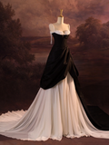 Pretty Wedding Dress Ball Gown Spaghetti Straps Black Satin Long Vintage Wedding Dresses Bridal Gowns Brides Gown HZ1214