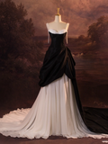 Pretty Wedding Dress Ball Gown Spaghetti Straps Black Satin Long Vintage Wedding Dresses Bridal Gowns Brides Gown HZ1214